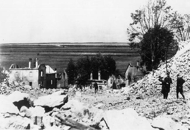 Officers Sift through the Rubble of Lidice