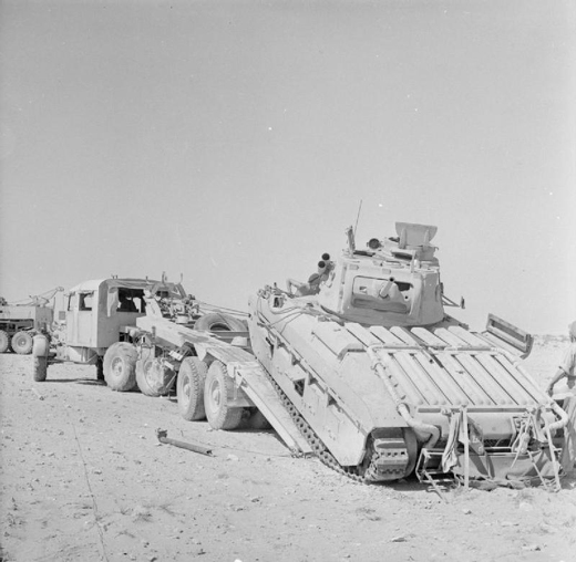 British Matilda Tank Being Loaded onto a Transport