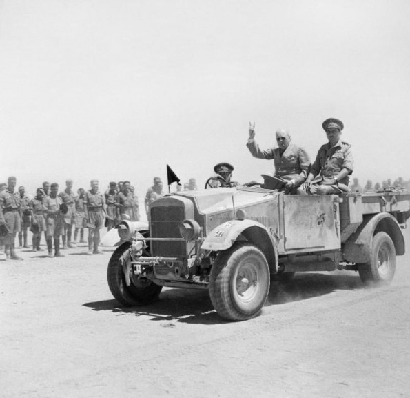 Churchill Giving V-For-Victory in North Africa