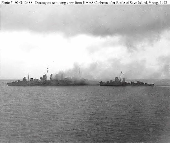 Destroyers Removing Crew of Australian Cruiser