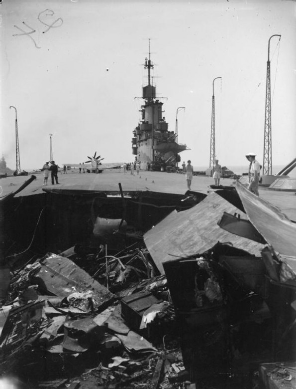 Damage to the <i>Indomitable's</i> Flight Deck