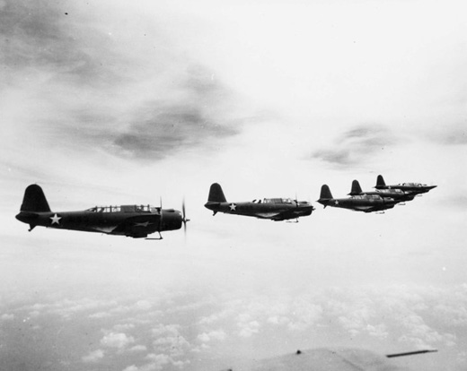 SB2U Vindicators in Flight