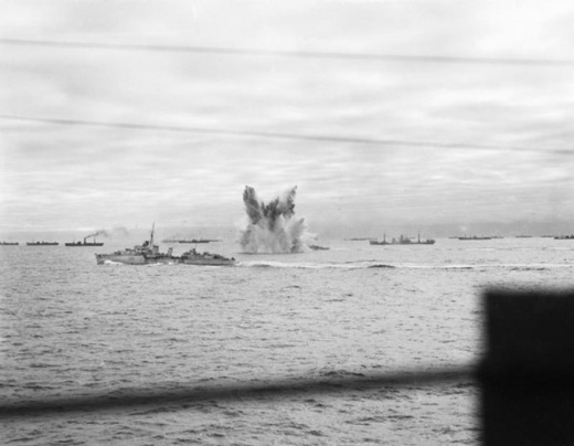 Torpedo attack on outbound convoy