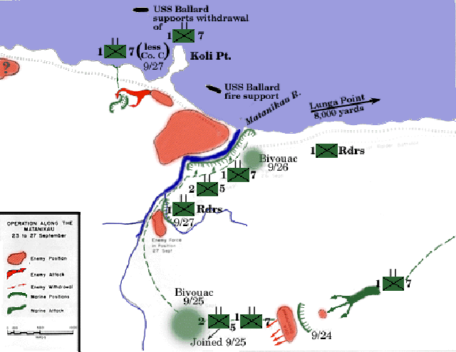 Map of the Matanikau Action