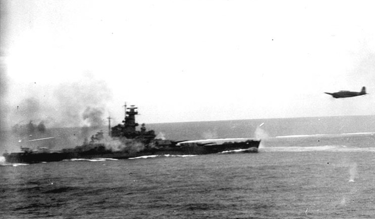 Japanese Torpedo Plane and US Battleship <i>South Dakota</i>
