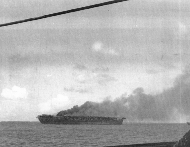 USS <i>Hornet</i> (CV-8) Burning after Japanese Attack