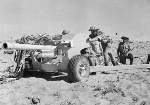 A 6-pdr Anti-Tank Gun in Action in the Western Desert