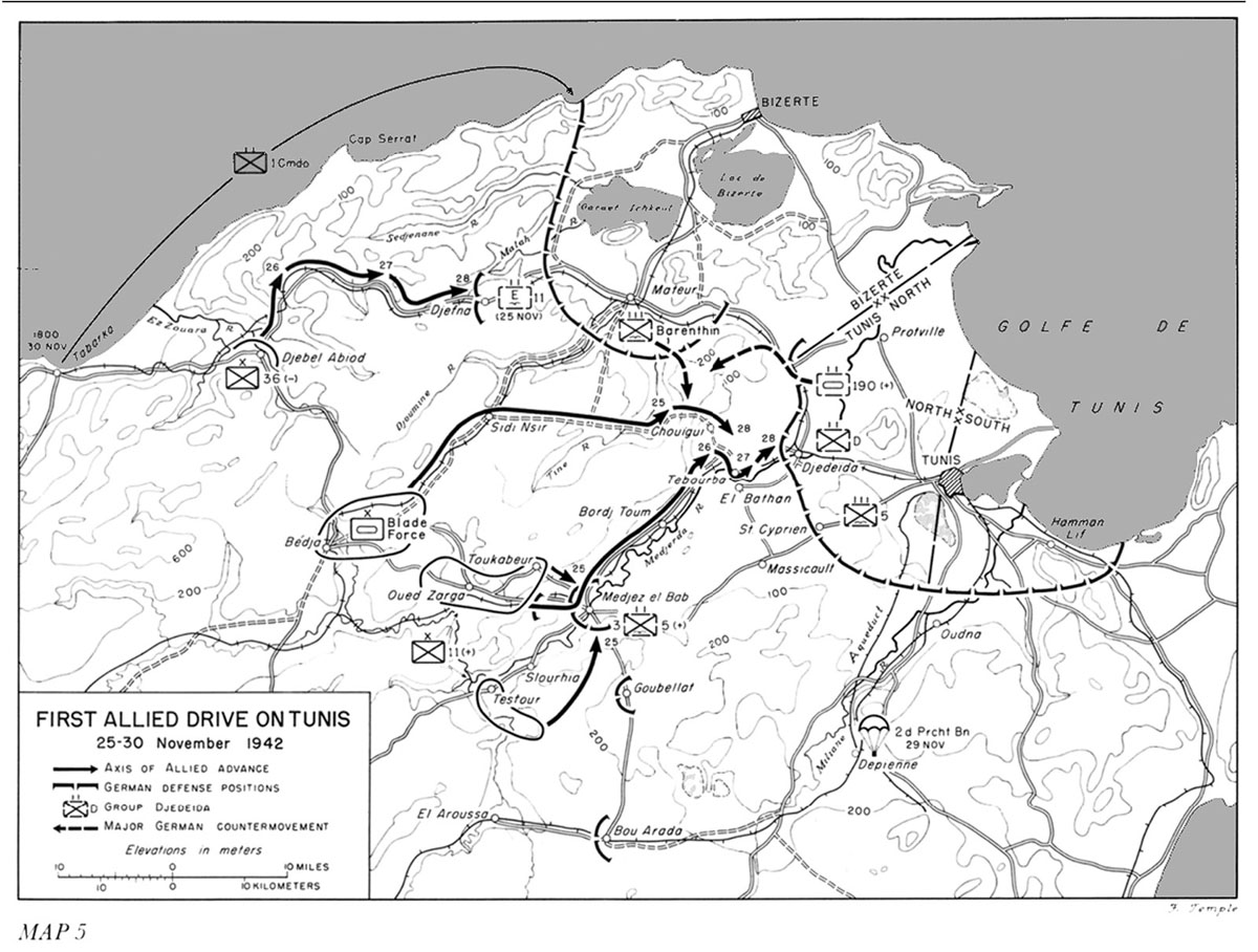 First Allied drive on Tunis