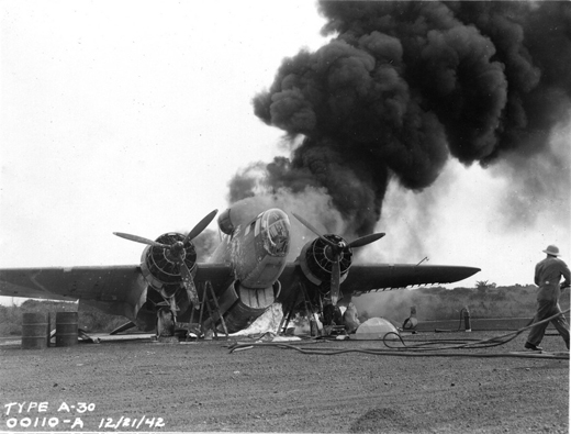 Martin 187 Baltimore Attack-Bomber in Flames