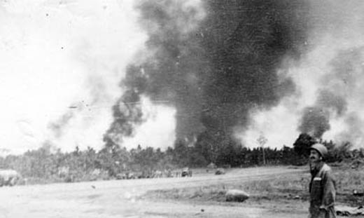 Fires burn after Japanese raid