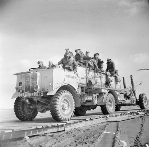 An AEC Matador tows a 4.5-inch field gun