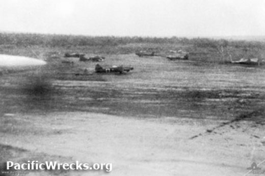 Parked G4M1 'Betty' Bombers Being Strafed