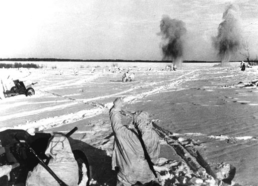 Red Army Soldiers Advancing Against German Positions