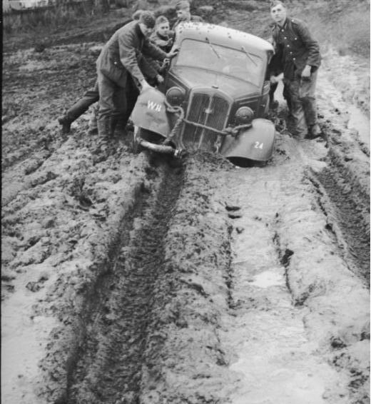 German Troops Struggle with the Mud