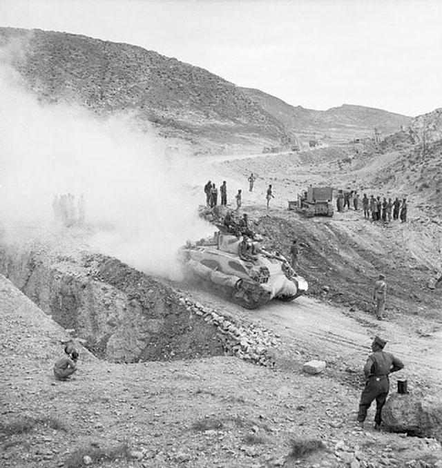 Sherman Tanks Pass Through Gabes Gap