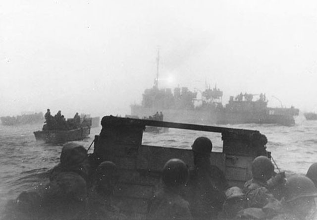 US Landing Craft Heading for Attu