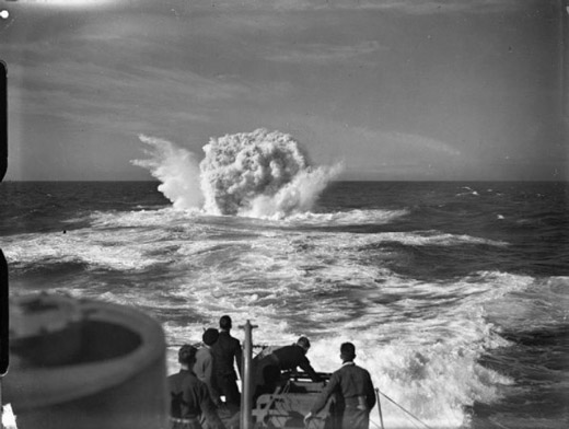 HMS <i>Vanoc</i> Dropping Depth Charges