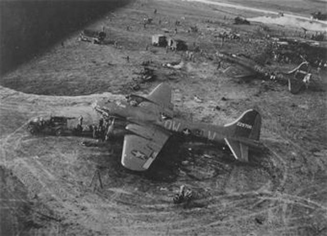 Damaged B-17s