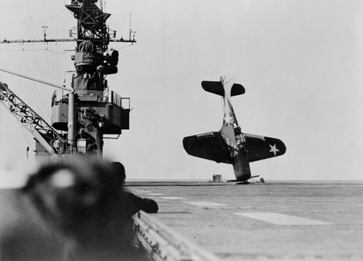 Dive Bomber Crash Lands on Carrier