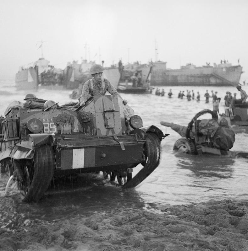 A British Mark I Carrier Comes Ashore