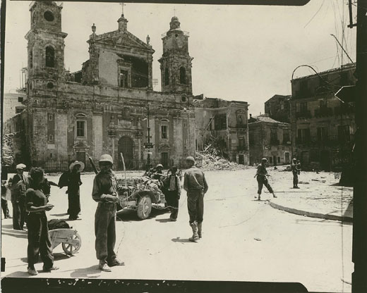 War-damaged Cathedral in Caltanissetta, Sicily