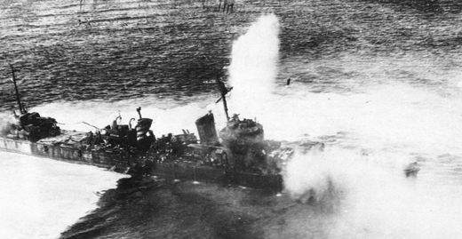 Japanese Destroyer <i>Mikazuki</i> Under Attack