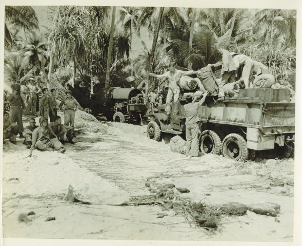 Trucks Moving Ashore at Nanumea