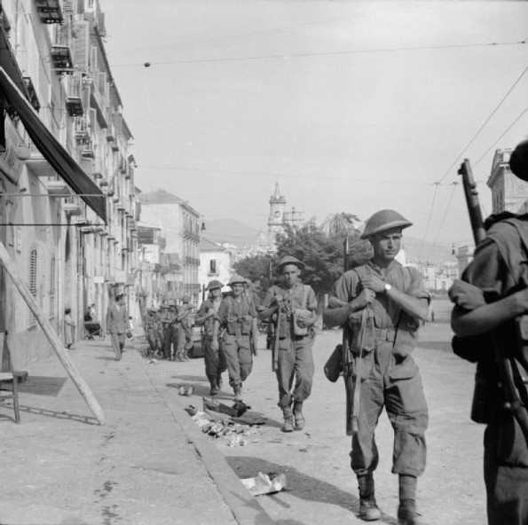 British Troops Enter Salerno