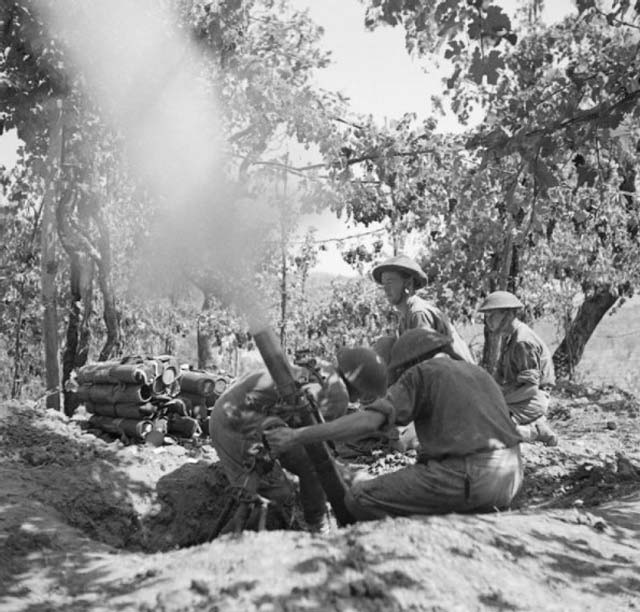 Mortar Battery in Action at Salerno