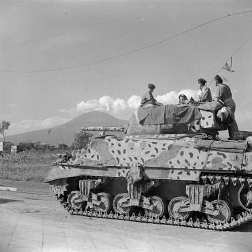 Camouflaged Sherman Tank