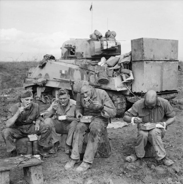 Sherman Tank Crew Enjoying a Meal