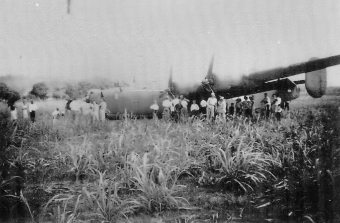 B-24J Makes a Forced Belly Landing