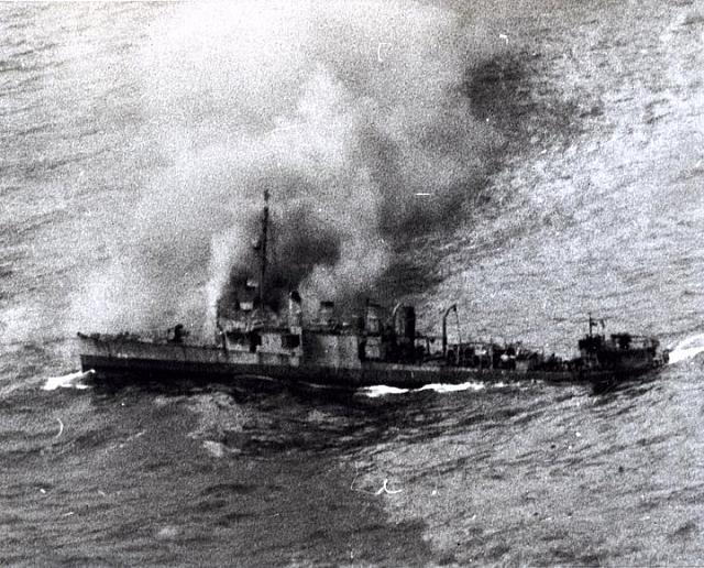 US Destroyer <i>Borie</i> Being Scuttled