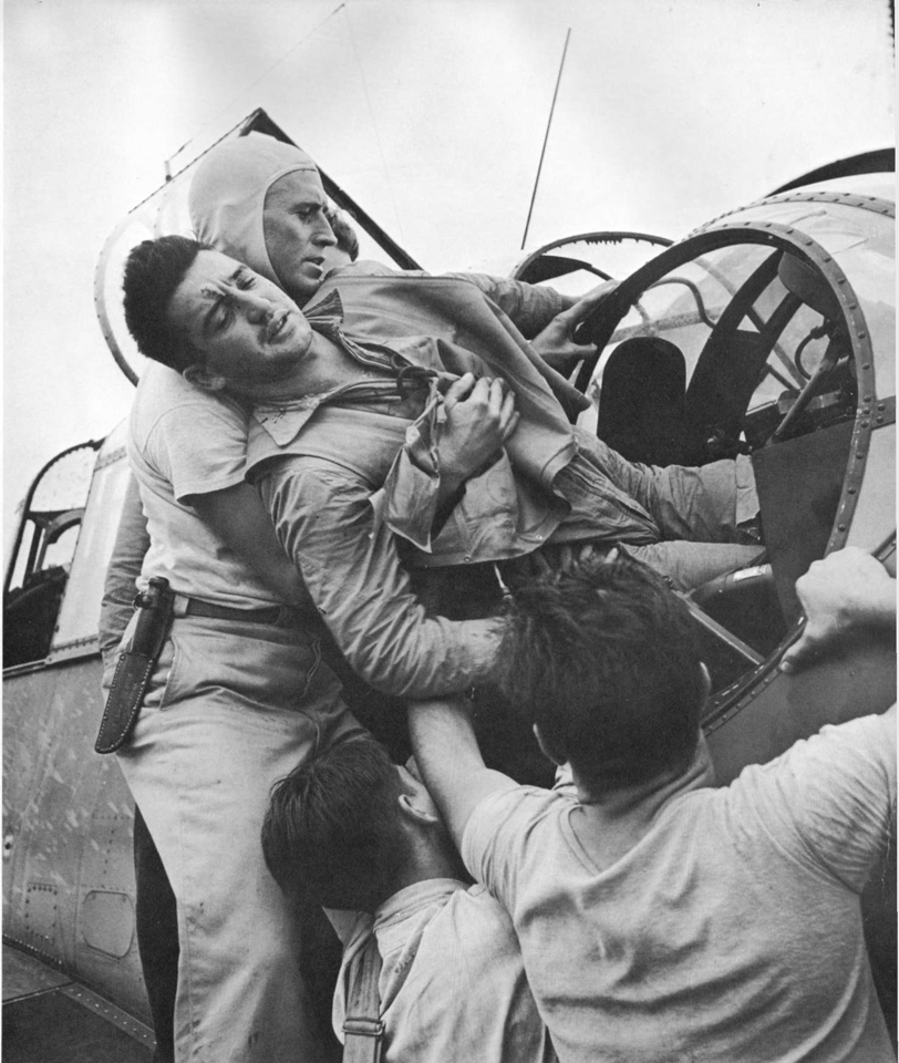 Wounded Airman on the <i>Saratoga</i>