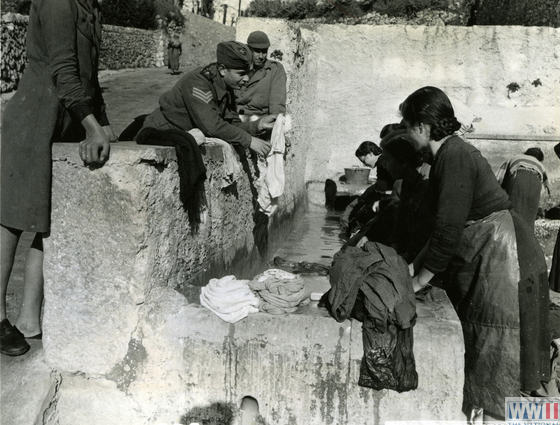 Allied Soldiers Interact with Italians