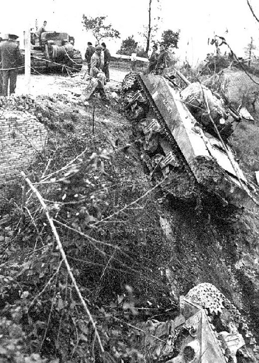 Sherman Tank Driven off the Road