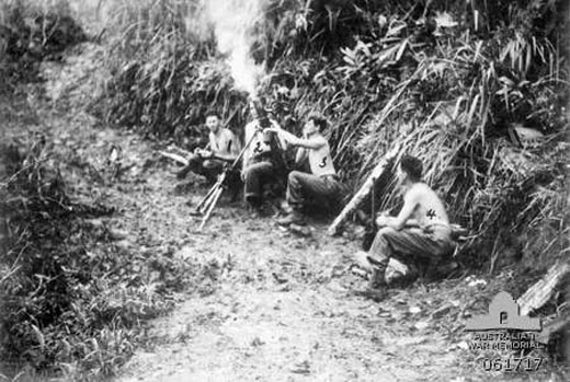 Australian Mortars Firing upon the Japanese