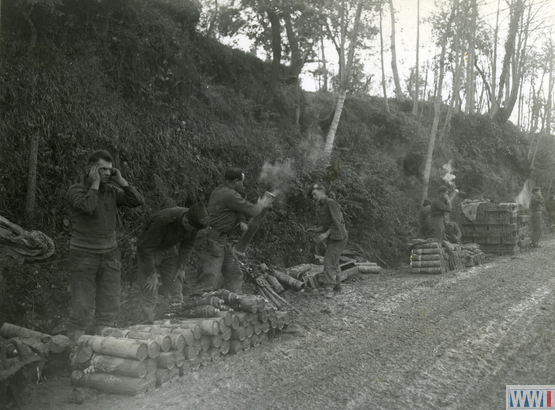 British Mortar Crew Shelling Germans