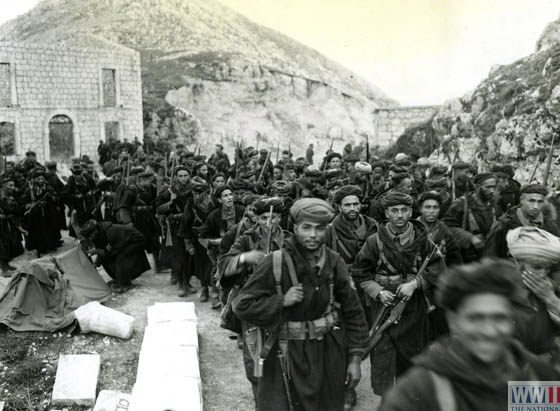 Moroccan troops marching in Letino