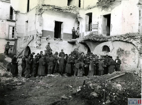 German prisoners of war are being fed