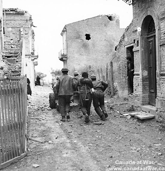 Canadian Troops Moving Anti-Tank Gun into Position