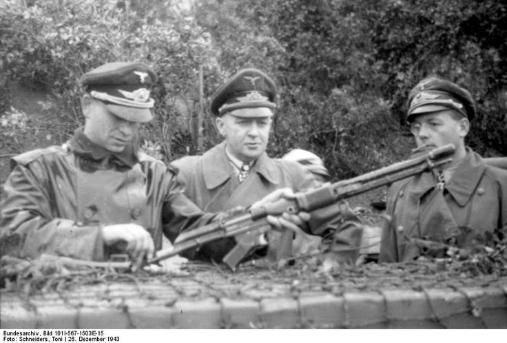 German Officers Inspect and Strip an FG 42