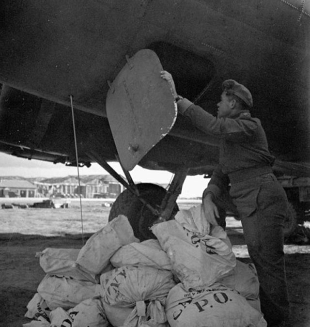 Unloading Airmail for Canadian Soldiers