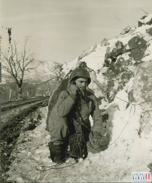 US Soldier Tests Telephone