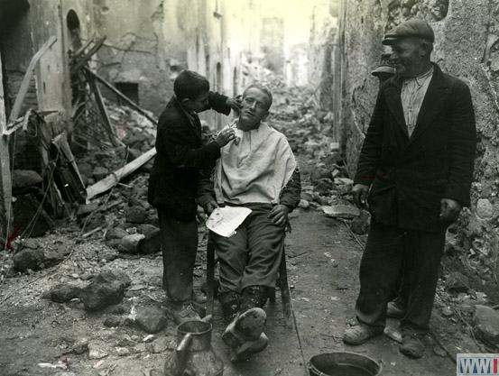 US soldier receives a shave