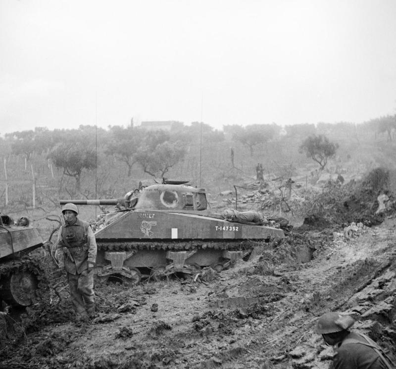 Bogged Sherman tank