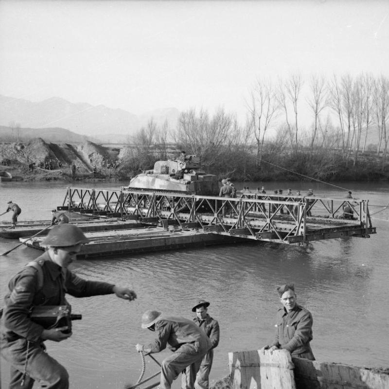 Sherman tank crosses the River