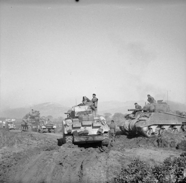 Sherman tanks move north