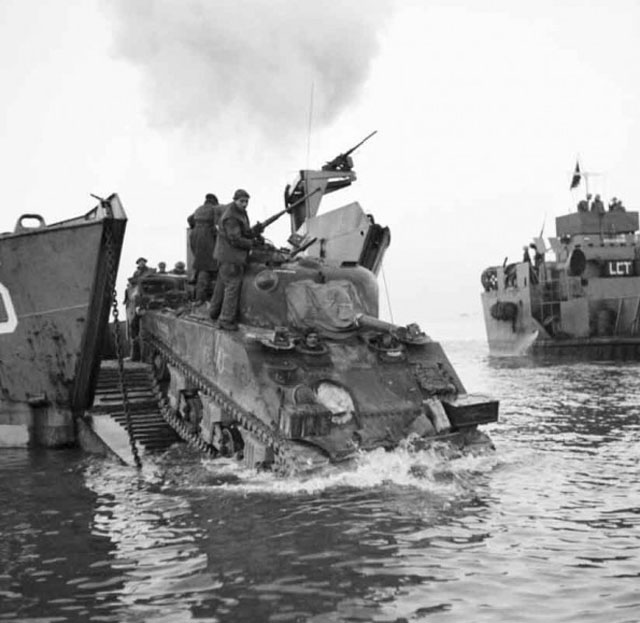 Sherman Tank Coming Ashore