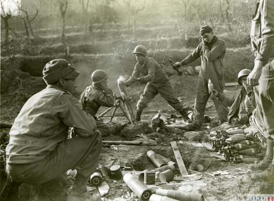 US Artillery Troops Shelling German Positions